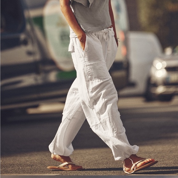 ZARA NWT LINEN BLEND CARGOS PANTS - Picture 2 of 11
